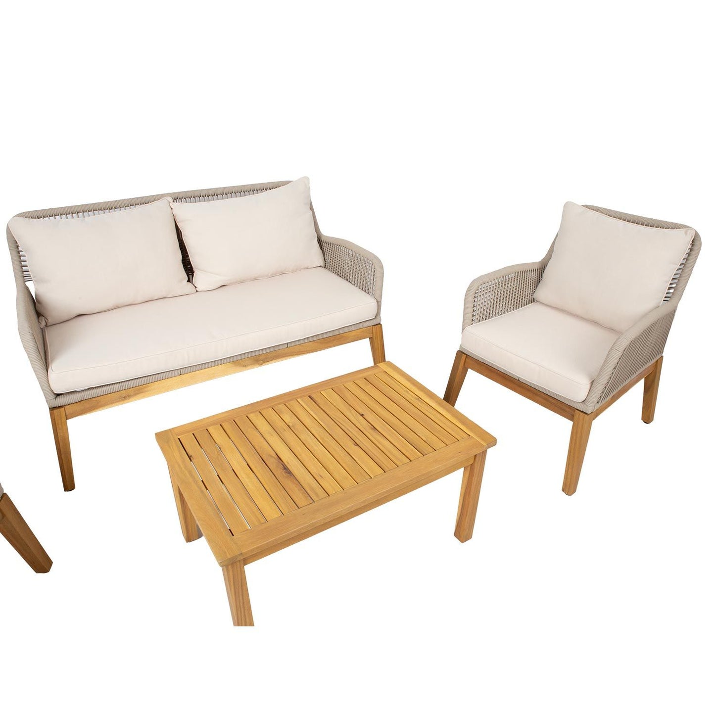 Lauko baldų komplektas, stalas, sofa ir 2 foteliai