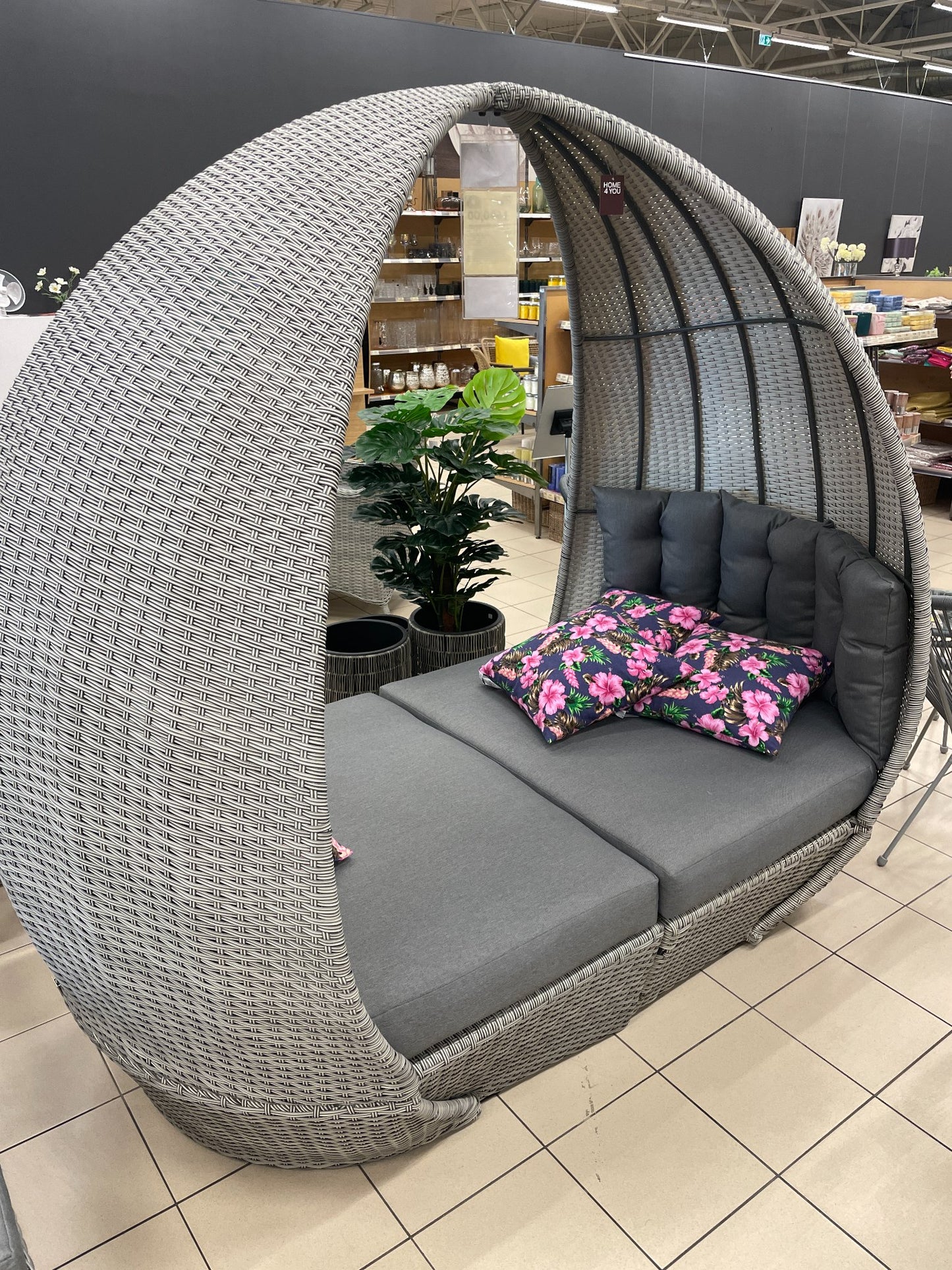 Lauko lova - sofa 215x110x187cm, pilkos spalvos