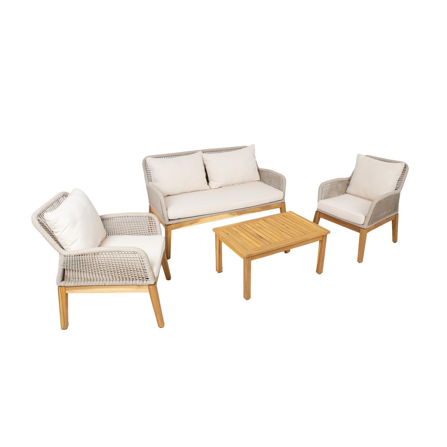 Lauko baldų komplektas, stalas, sofa ir 2 foteliai