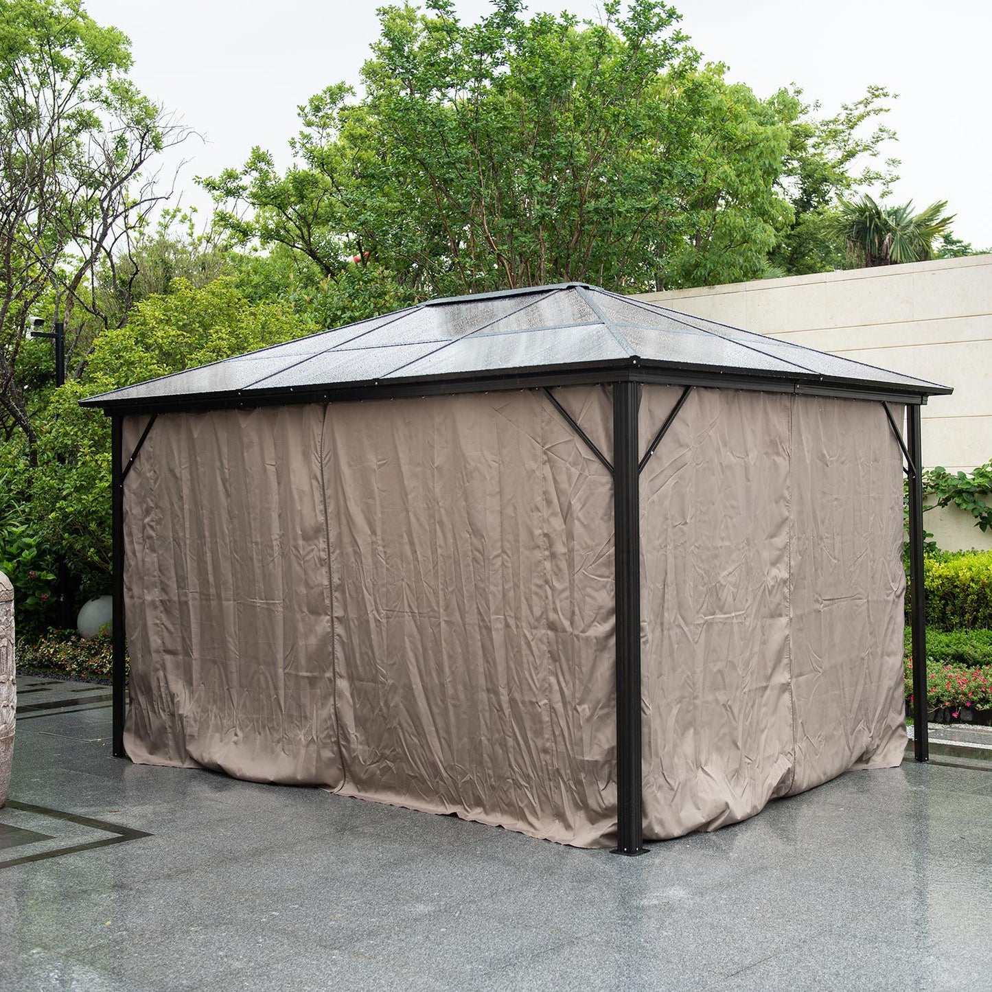 Pavėsinė su tinkleliais nuo uodų, 3x4xH2.63m, rudos spalvos