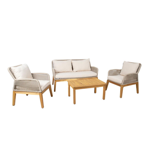 Lauko baldų komplektas, stalas, sofa ir 2 foteliai