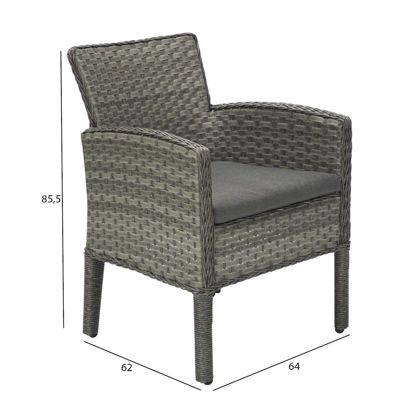 Lauko fotelis, 64x62x85,5cm, pilkos spalvos