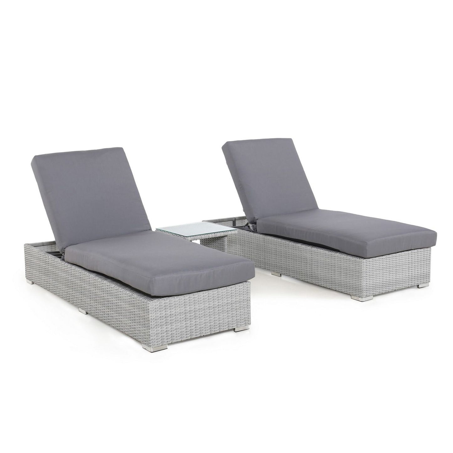 Lauko gultai Ascot su staliuku, pilkos spalvos, 2 vnt.