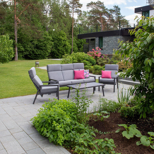 Aliuminis lauko baldų komplektas Casper, 4 dalių, pilkos spalvos