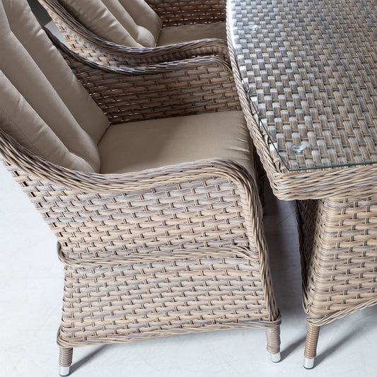 Lauko valgomojo baldų komplektas Eden, 7 dalių, smėlio (rudos) spalvos