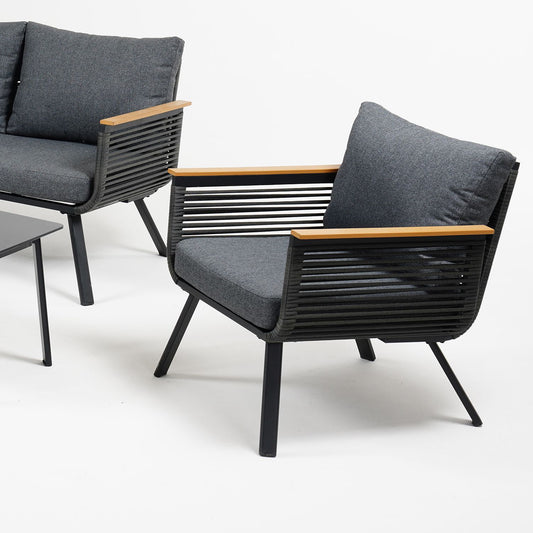 Lauko baldų komplektas Malaga, juodos spalvos