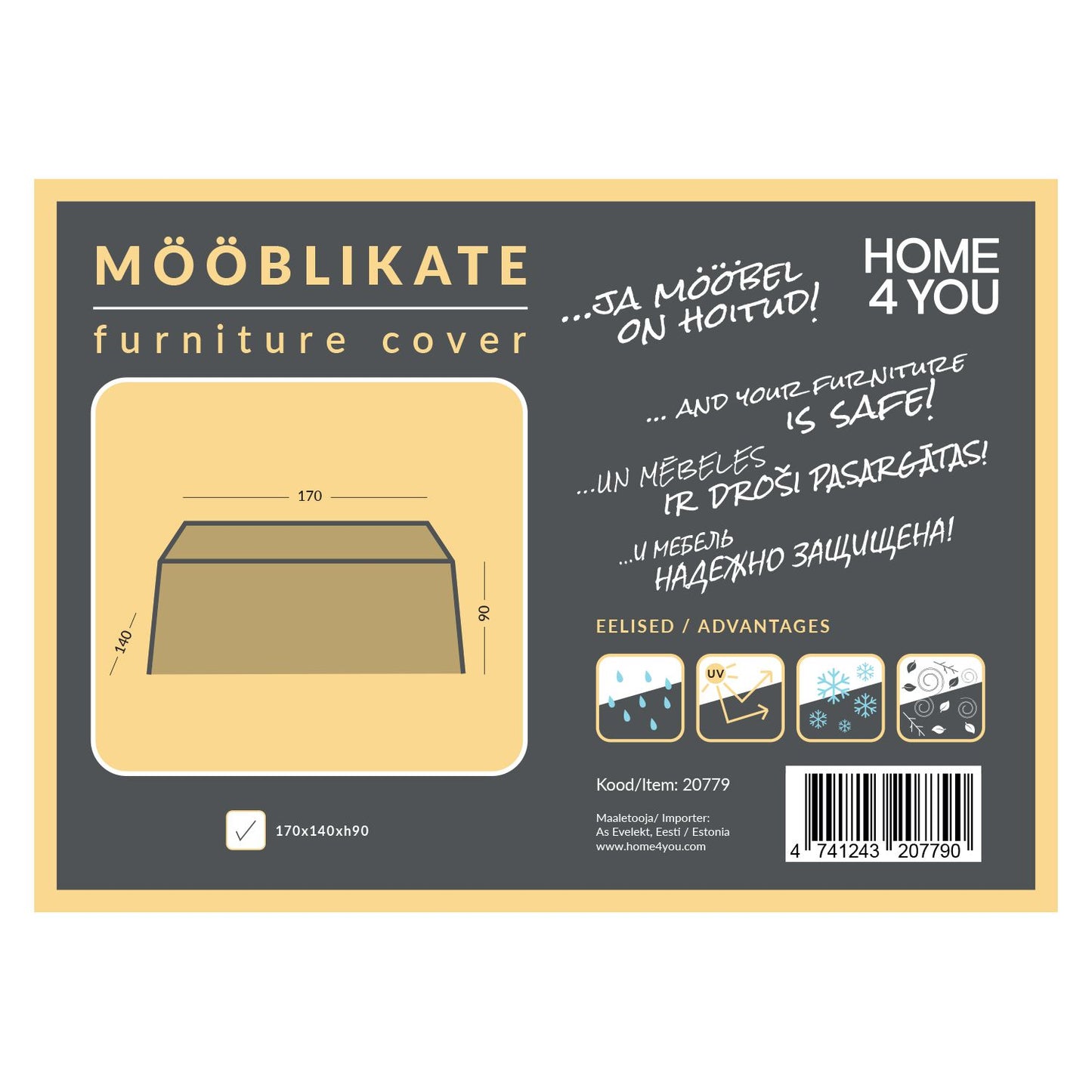 Lauko baldų uždangalas, 170x140x90cm