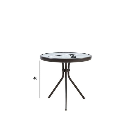 Lauko staliukas, plienas ir stiklas, tamsiai rudos spalvos