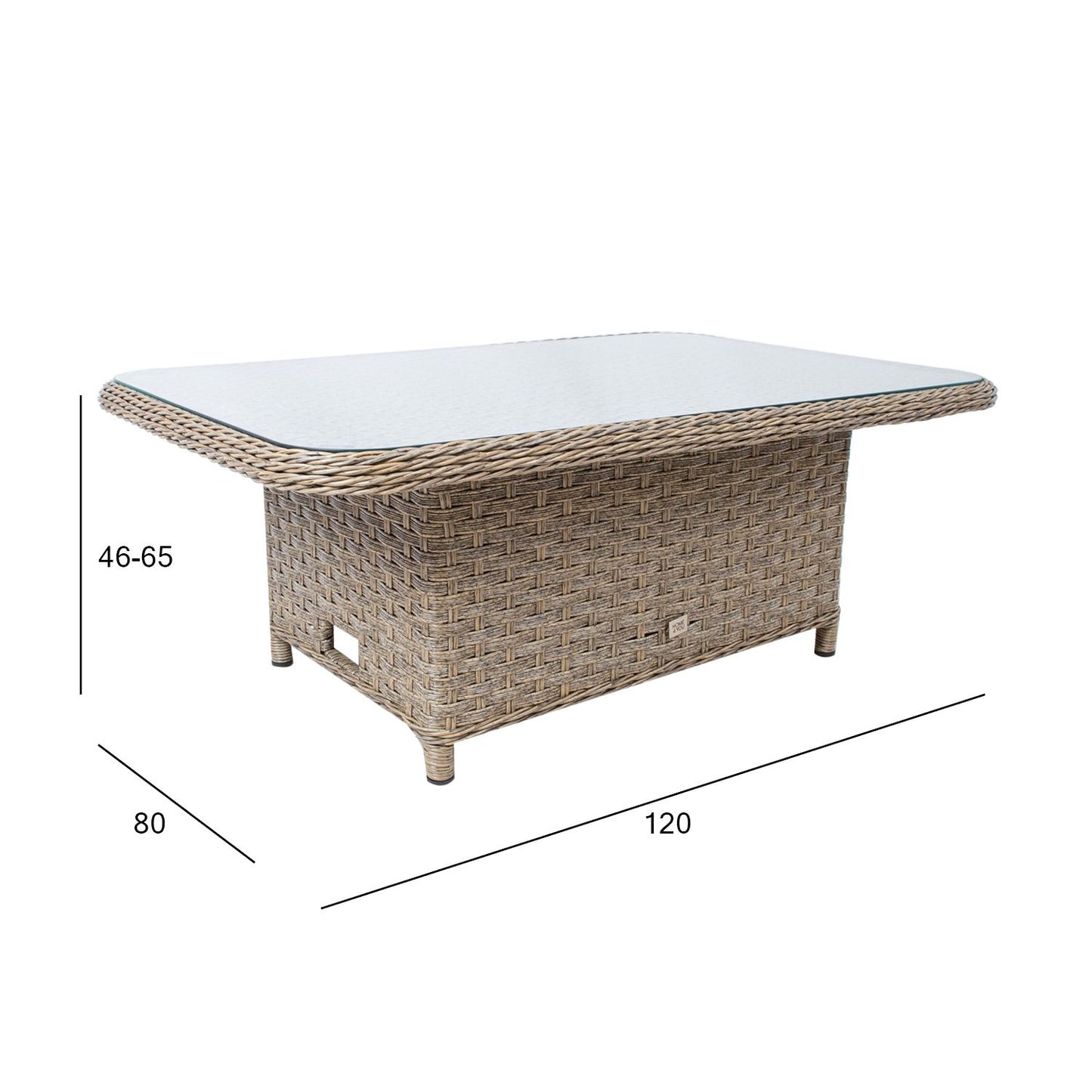 Lauko stalas Pacific, reguliuojamo aukščio, 120x80x46/65cm, smėlio spalvos