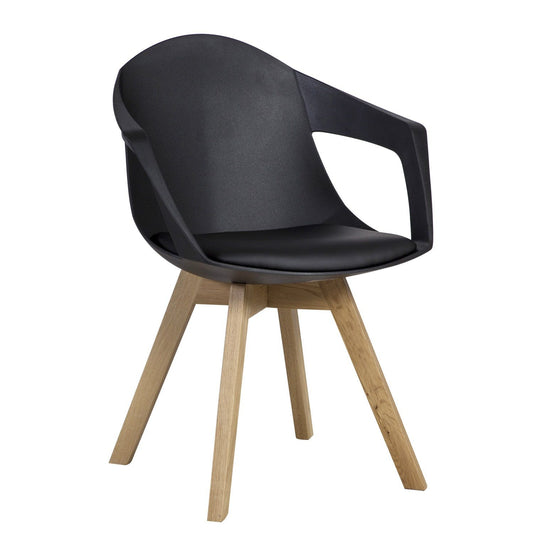 Valgomojo kėdė, 2 vnt., juodos ir ąžuolo spalvos