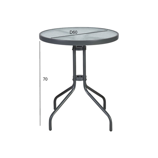 Lauko staliukas, plienas ir stiklas, 60x70cm, pilkos spalvos