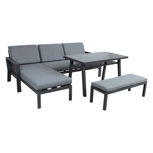 Lauko baldų komplektas, pilkos spalvos, plienas