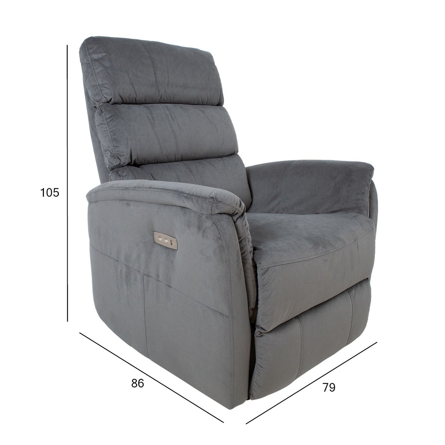 Atlošiamas fotelis reglaineris, 79x86x105cm, pilkos spalvos