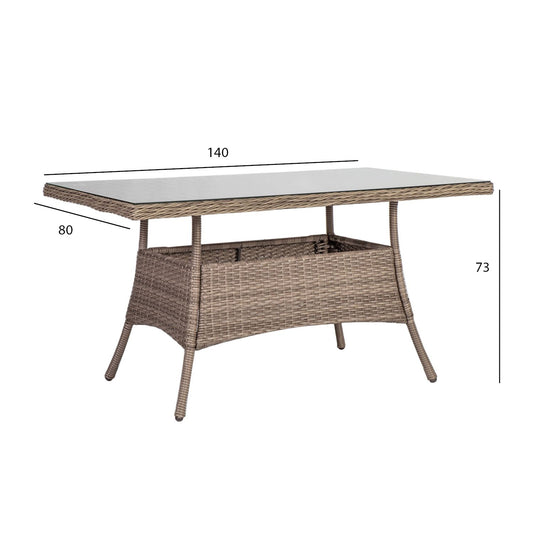 Lauko stalas, 140x80x73cm, smėlio spalvos