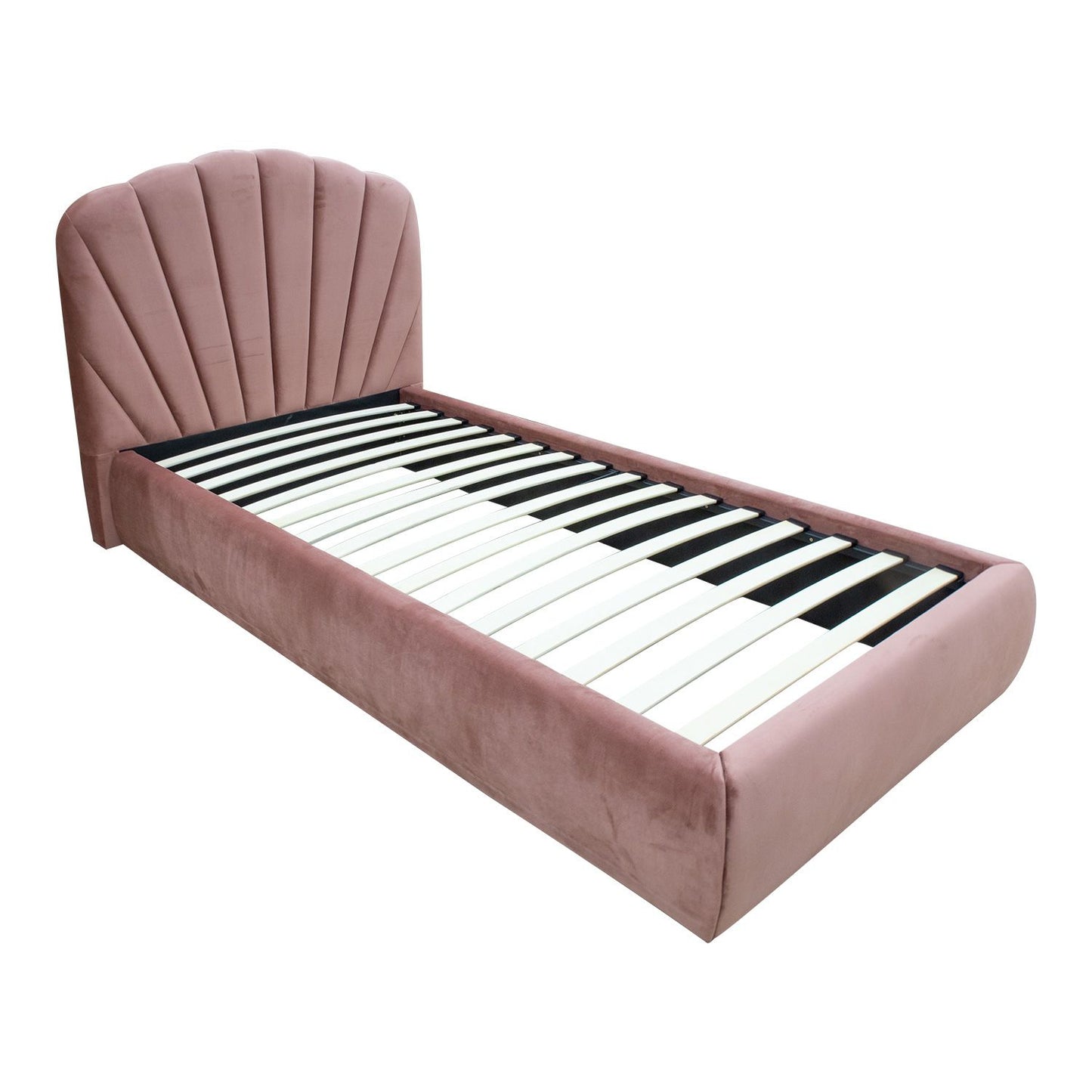 Miegamojo lova, vienvietė, 90x200cm, su čiužiniu, pilkos arba rožinės spalvos