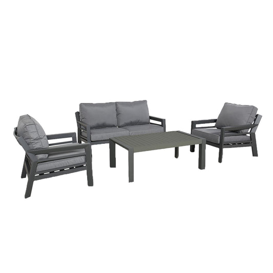 Lauko baldų komplektas, 4 dalių, pilkos spalvos, aliuminis