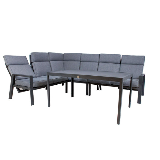 Lauko valgomojo baldų komplektas Casten, pilkos spalvos, aliuminis