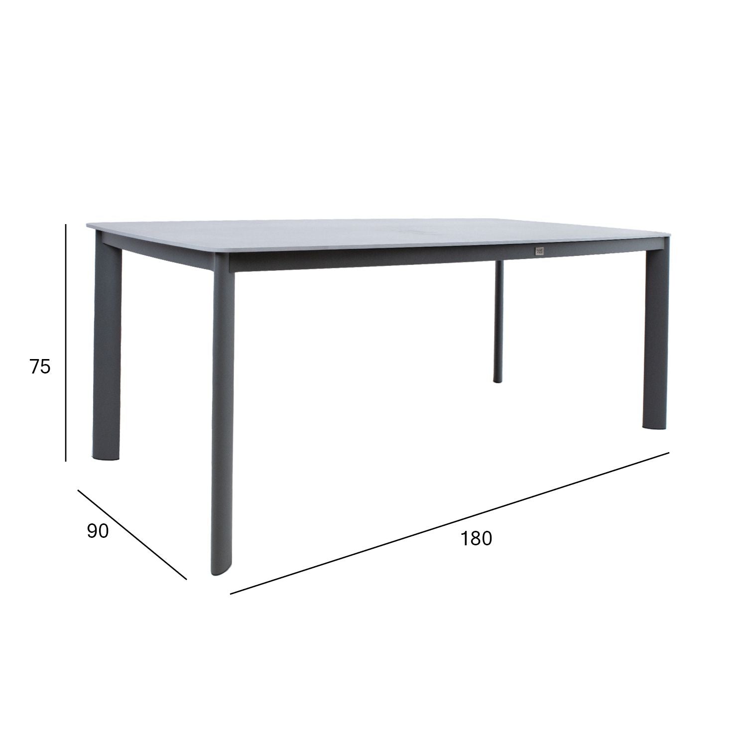 stilingas Lauko stalas, 180x90x75cm, pilkos spalvos