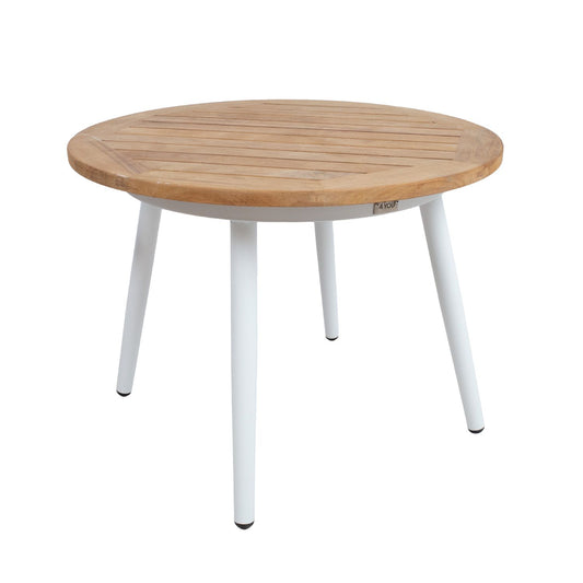 Lauko staliukas, 59x45cm, baltos ir rudos spalvos, mediena ir aliuminis