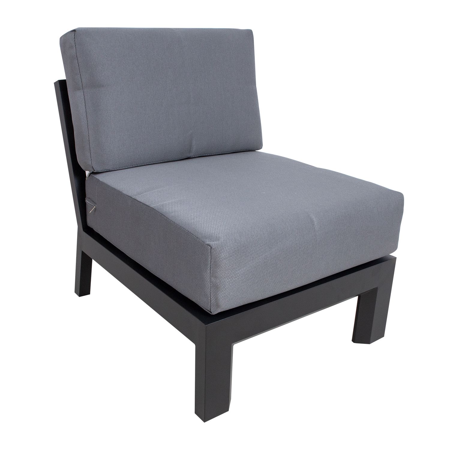 Sodo baldų komplektas FELNO: kampinė sofa ir 2 stalai, juodos spalvos.