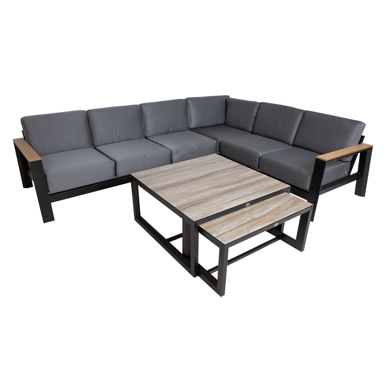 Aliuminis modulinis lauko baldų komplektas "Felino", pilkas ir juodas