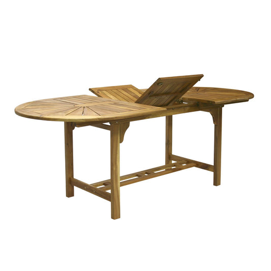 Lauko valgomojo stalas Finlay, prailginamas, 153/195x90x72cm, akacijos mediena