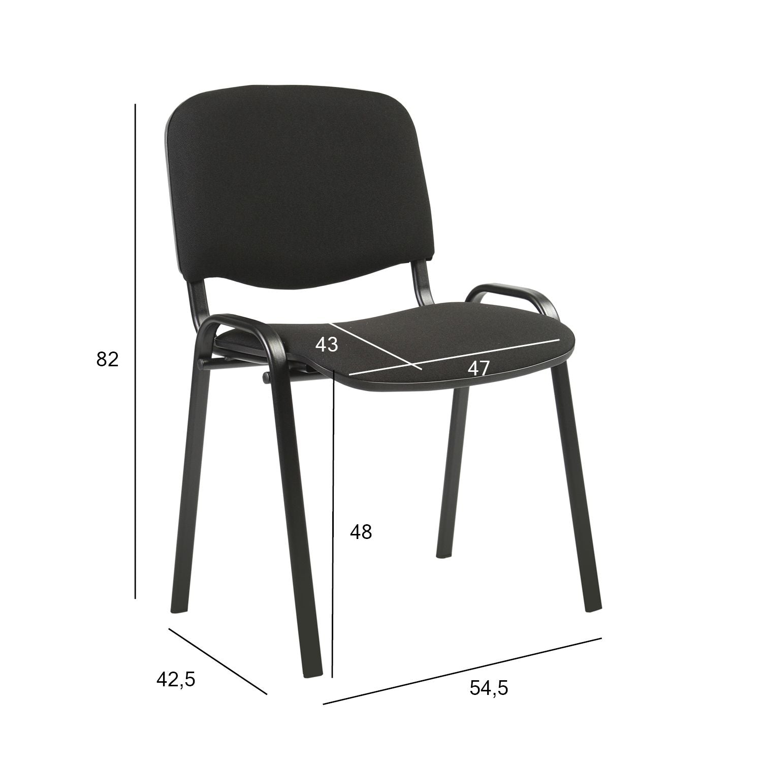 Lankytojų biuro kėdė, juodos spalvos, 54,5x42,5x82cm, 1 vnt.