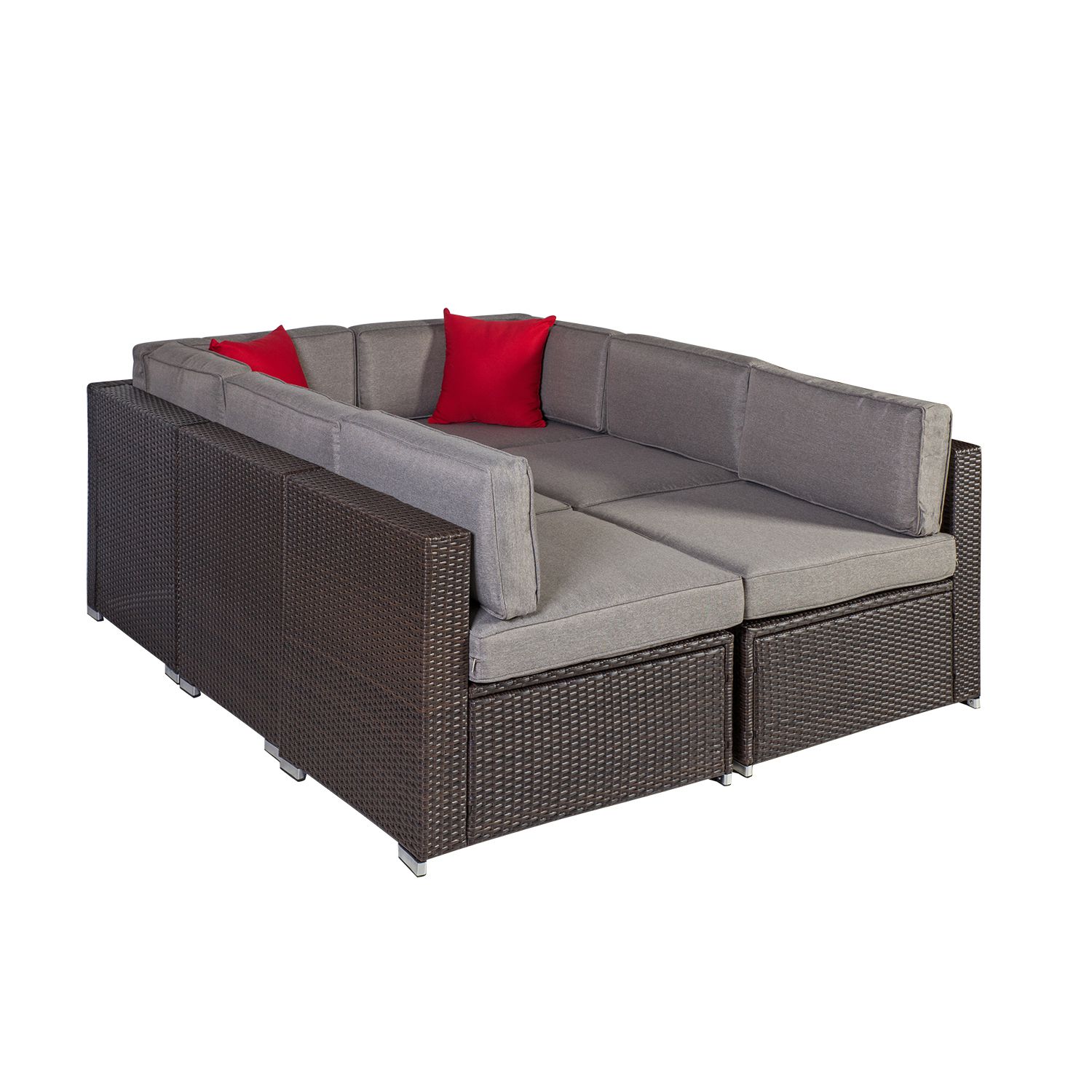 Sodo baldų komplektas CLIFF: modulinė sofa ir stalas.