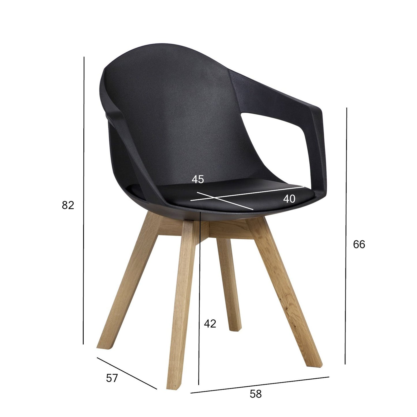 Valgomojo kėdė, 2 vnt., juodos ir ąžuolo spalvos