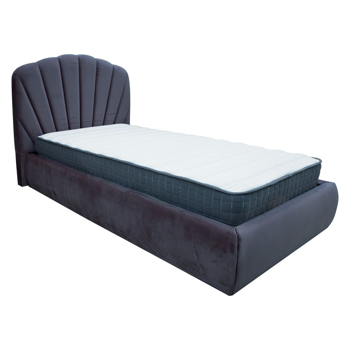 Miegamojo lova, vienvietė, 90x200cm, su čiužiniu, pilkos arba rožinės spalvos