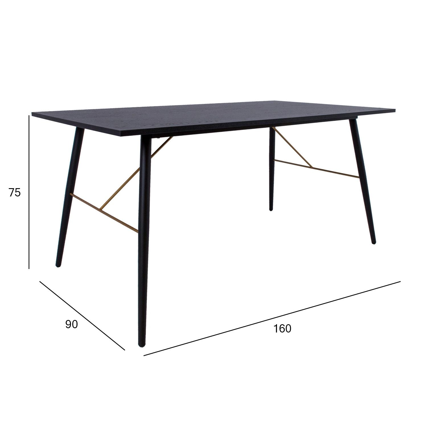Virtuvės valgomojo stalas "Luxembourg", 160x90x75cm, juodas