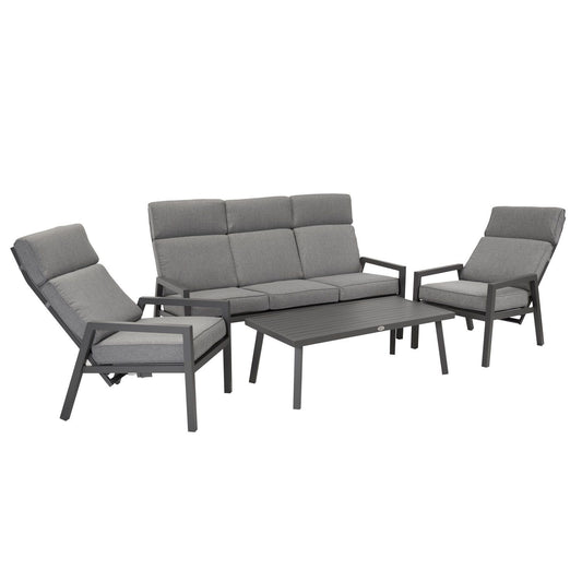 Aliuminis sodo baldų komplektas Casper, 4 dalių, pilkos spalvos