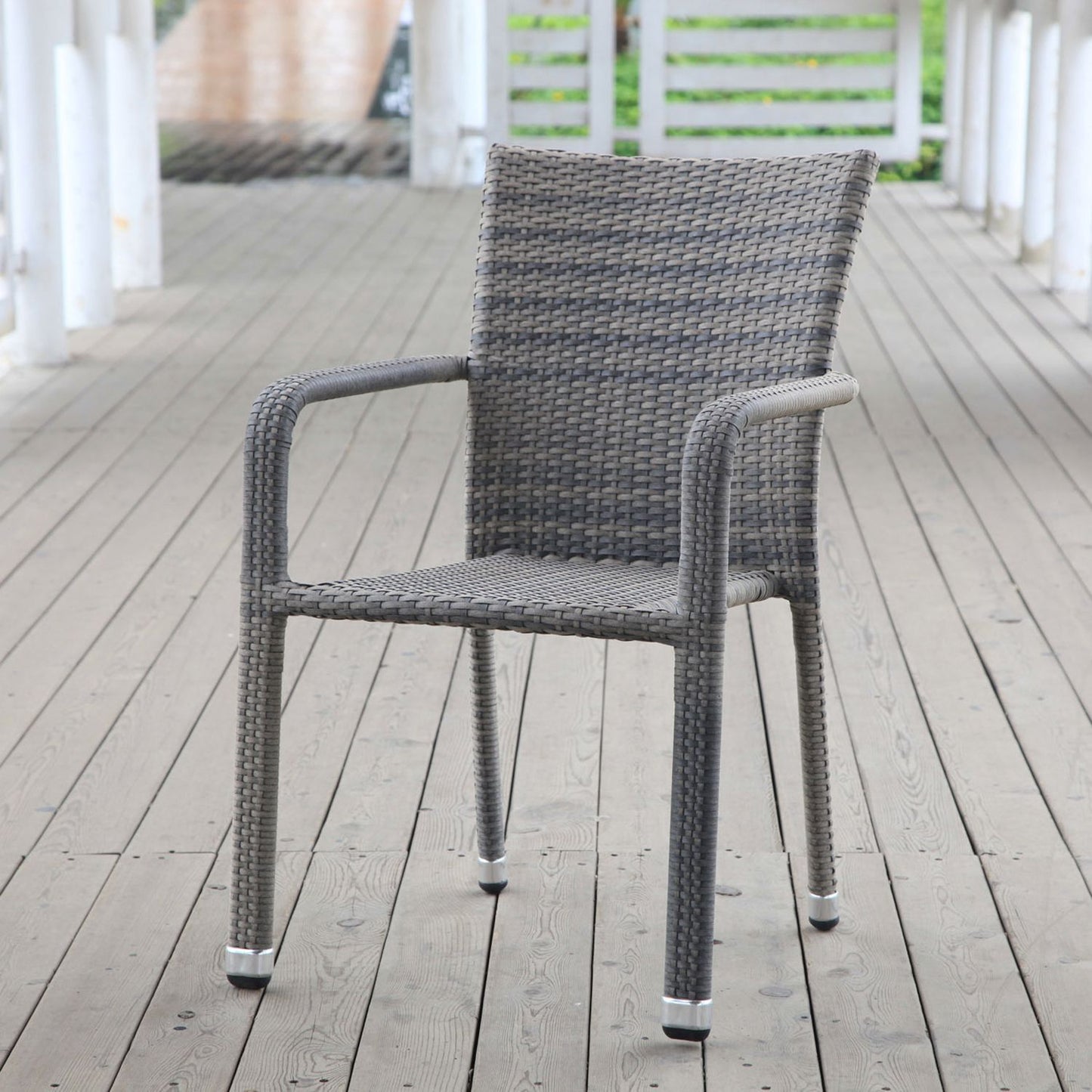 Lauko kėdė, aliuminis ir poliratanas, smėlio/pilkos spalvos, 57x61x83cm, 1 vnt.
